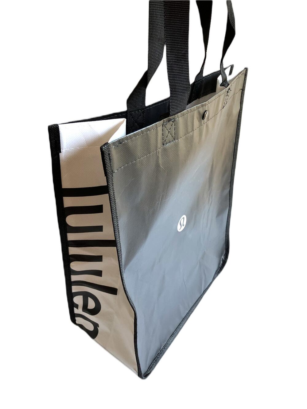 Lululemon Shopping Bag Tote Black White North South Market Shopper Reusable Tote